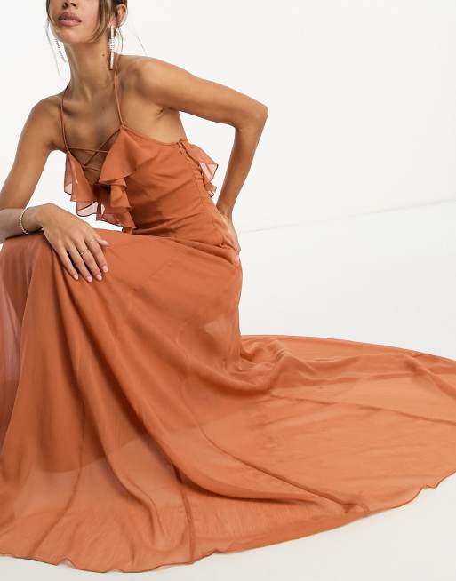 Rust lace 2024 maxi dress