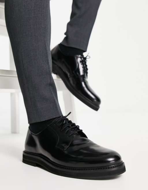 ASOS DESIGN lace up shoe in black leather