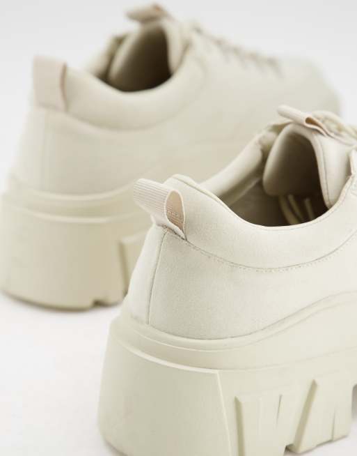 ASOS DESIGN lace up shoes in beige faux suede with chunky sole, 2 of 4