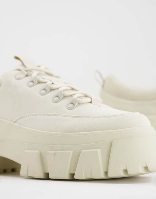 ASOS DESIGN lace up shoes in beige faux suede with chunky sole, 4 of 4