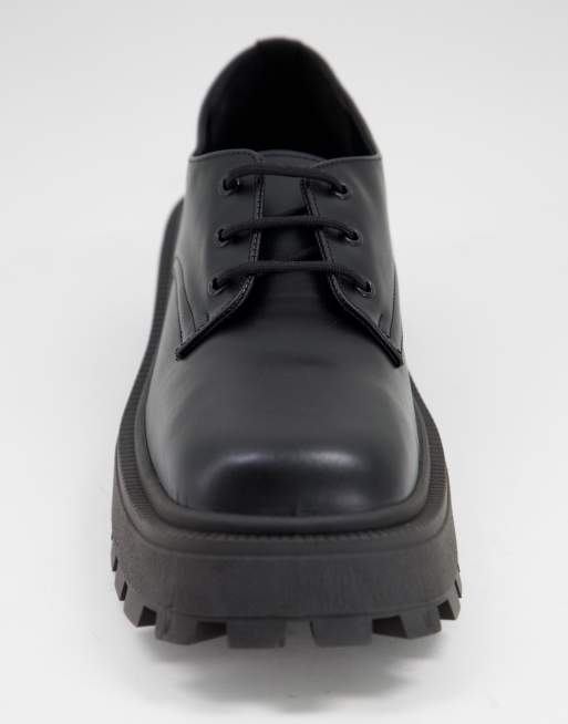 ASOS DESIGN chunky sole creeper in black leather