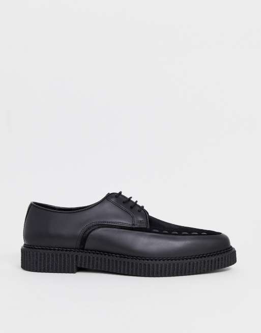 ASOS DESIGN chunky sole creeper in black leather