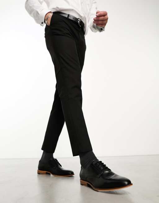 ASOS DESIGN lace up shoes in black leather, 3 of 4