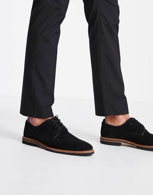 ASOS DESIGN lace up shoes in black suede with contrast