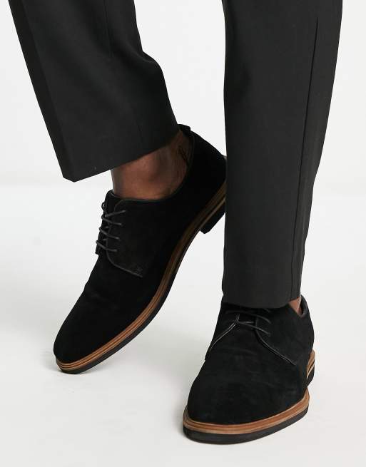 ASOS DESIGN lace up shoes in black suede with contrast sole | ASOS