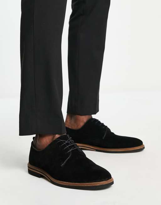 ASOS DESIGN lace up shoes in black suede with contrast sole