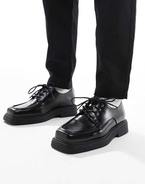 ASOS DESIGN lace up shoes in black with square toe - view 1