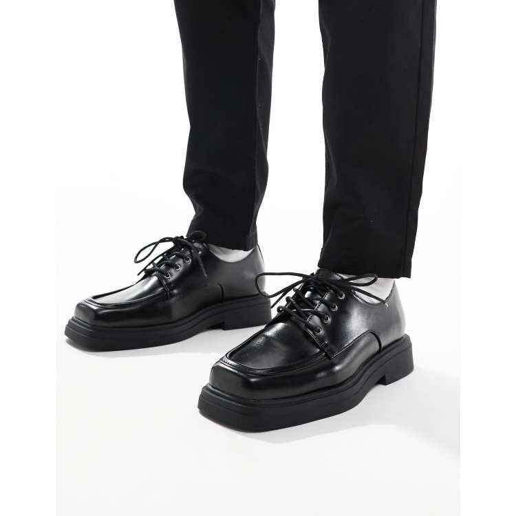 ASOS DESIGN lace-up shoes in black with square toe | ASOS