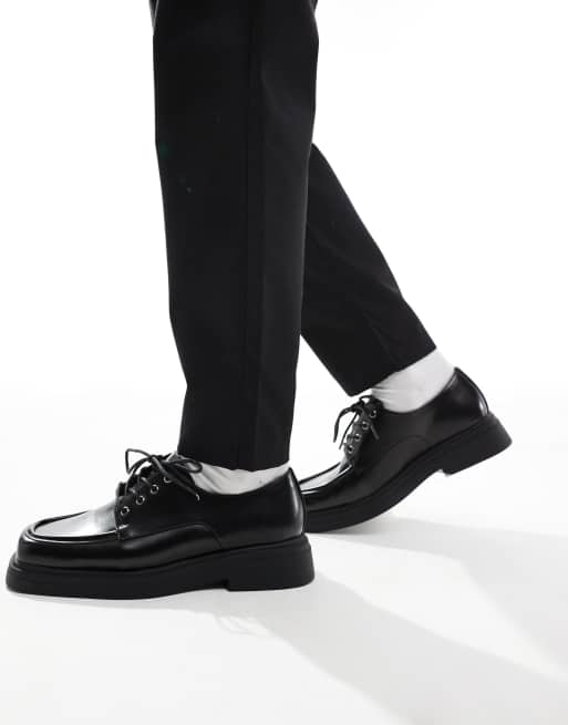 ASOS DESIGN lace-up shoes in black with square toe | ASOS