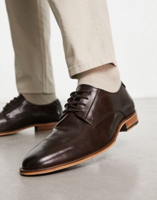 Asos Design Lace Up Shoes In Brown Leather
