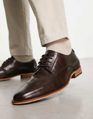 ASOS DESIGN lace up shoes in brown leather