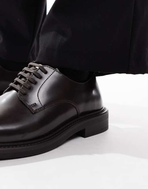ASOS DESIGN lace up shoes in brown leather, 3 of 4