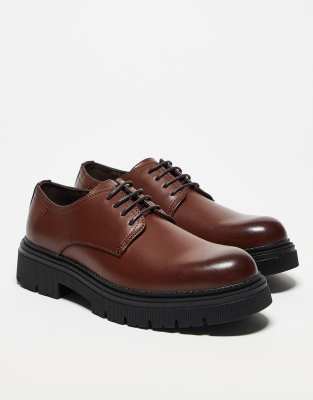 Asos Design Lace Up Shoes In Brown