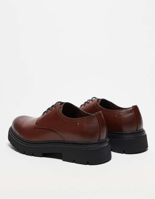 ASOS DESIGN lace up shoes in brown with chunky sole, 4 of 4