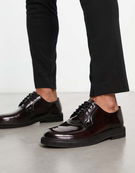 bord Beperken Spektakel ASOS DESIGN lace up shoes in burgundy leather | ASOS