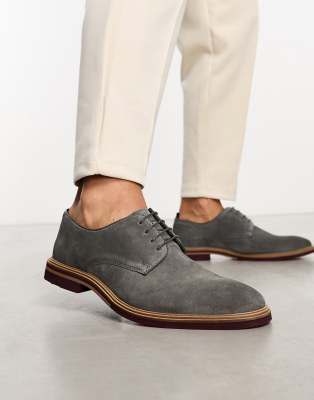 ASOS DESIGN ASOS DESIGN lace up shoes in grey suede with contrast sole