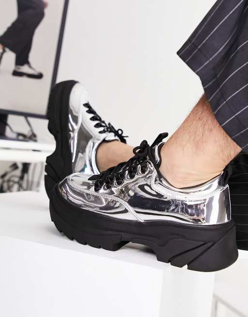 ASOS DESIGN sneakers in metallic silver