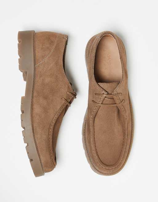 ASOS DESIGN lace-up shoes in stone nubuck