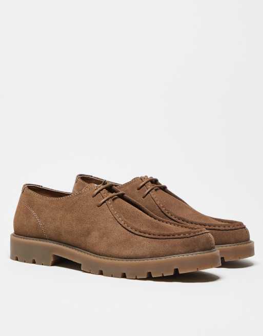 ASOS DESIGN lace-up shoes in stone nubuck, 3 of 4