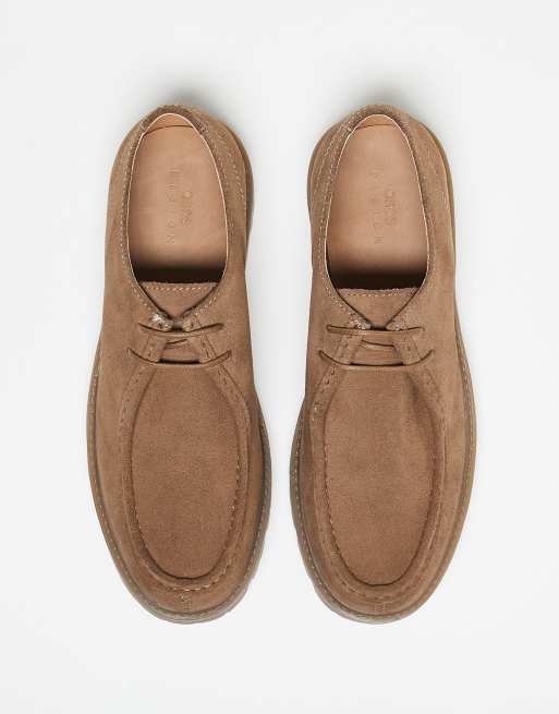 ASOS DESIGN lace-up shoes in stone nubuck
