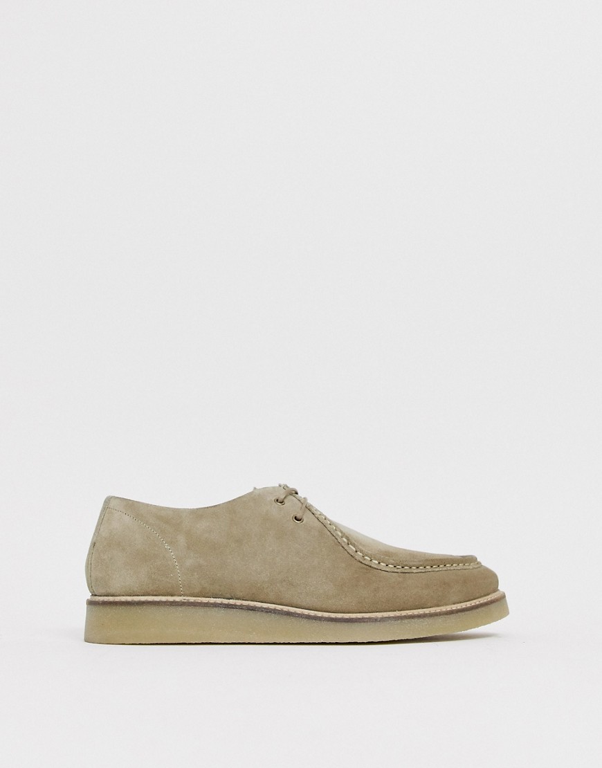 ASOS DESIGN lace up shoes in stone suede