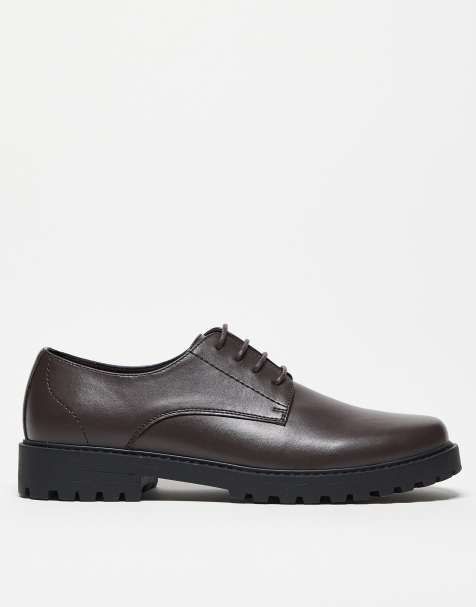 ASOS DESIGN lace up shoes on cleated sole in brown - view 1