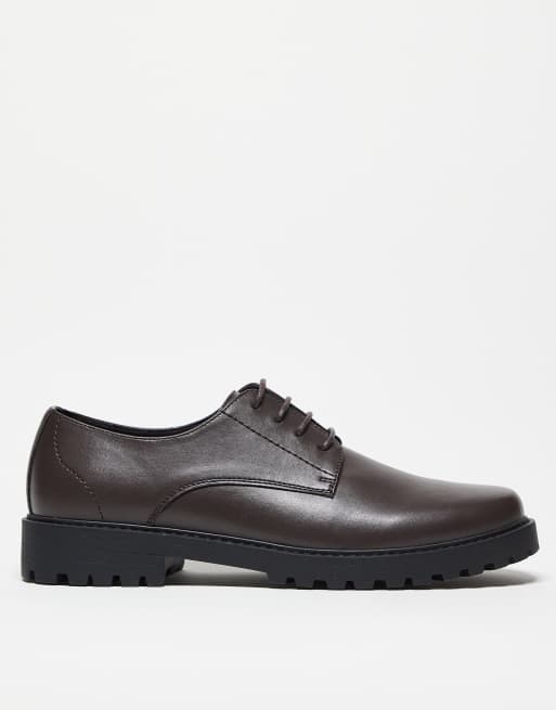 ASOS DESIGN lace-up shoes on cleated sole in brown, 2 of 4