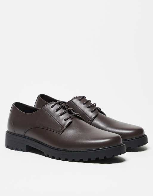 ASOS DESIGN lace-up shoes on cleated sole in brown, 3 of 4