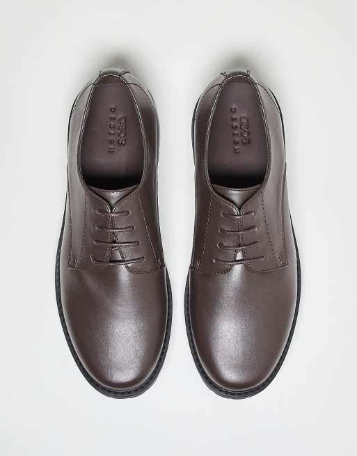 ASOS DESIGN lace-up shoes on cleated sole in brown, 4 of 4