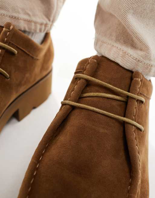 Asos design desert boots in hot sale stone suede with leather detail