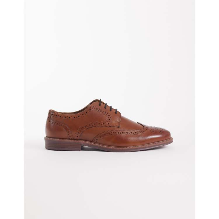 ASOS DESIGN lace up shoes with brogue detailing in tan  display picture 3