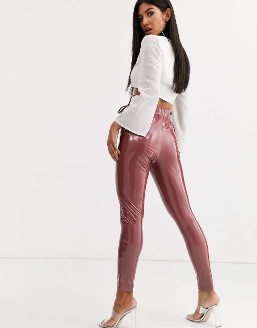 Dusty Pink Vinyl Leggings