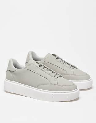 Asos Design Lace Up Sneakers Concealed Lace-gray In Gray