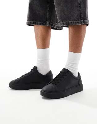 Asos Design Lace Up Sneakers In Black