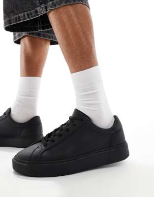 Asos Design Lace Up Sneakers In Black