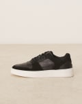 [ASOS DESIGN] ASOS DESIGN lace up sneakers in black suede with white sole 44.5 BLACK
