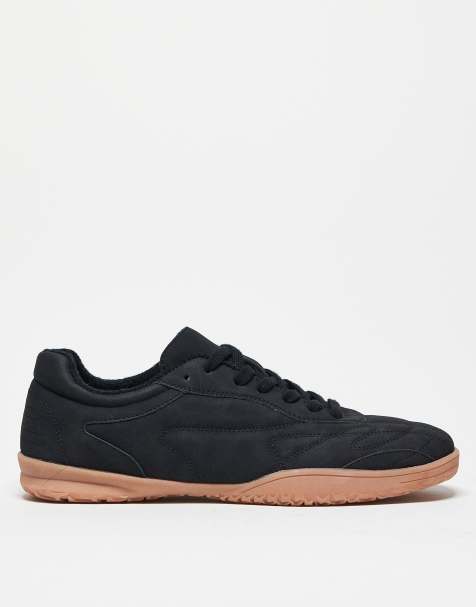 ASOS DESIGN lace up sneakers in black with off white stitching - view 1
