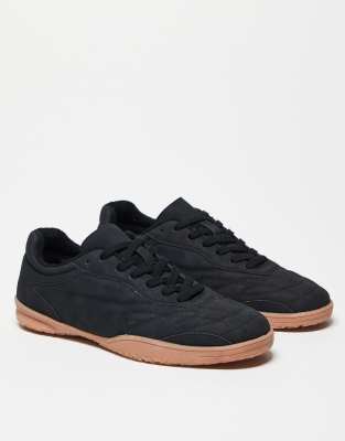 Asos Design Lace Up Sneakers In Black
