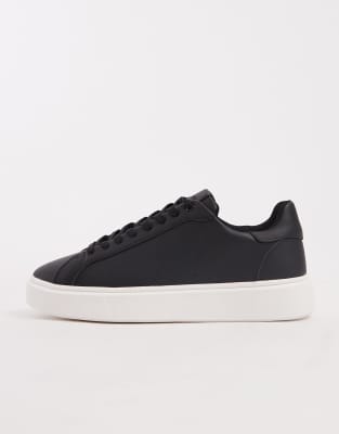Asos Design Lace Up Sneakers In Black