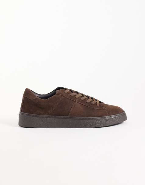 ASOS DESIGN lace up sneakers in brown suede - view 1