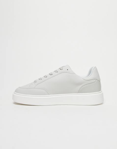ASOS DESIGN lace-up sneakers in gray with white sole - view 1