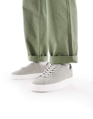 Asos Design Lace-up Sneakers In Gray