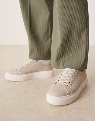 Asos Design Lace Up Sneakers In Gray