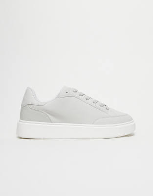 ASOS DESIGN lace up sneakers in grey with white sole ASOS