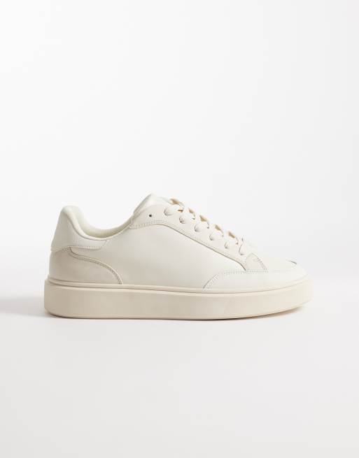 ASOS DESIGN lace up sneakers in off white with white soles, 2 of 5