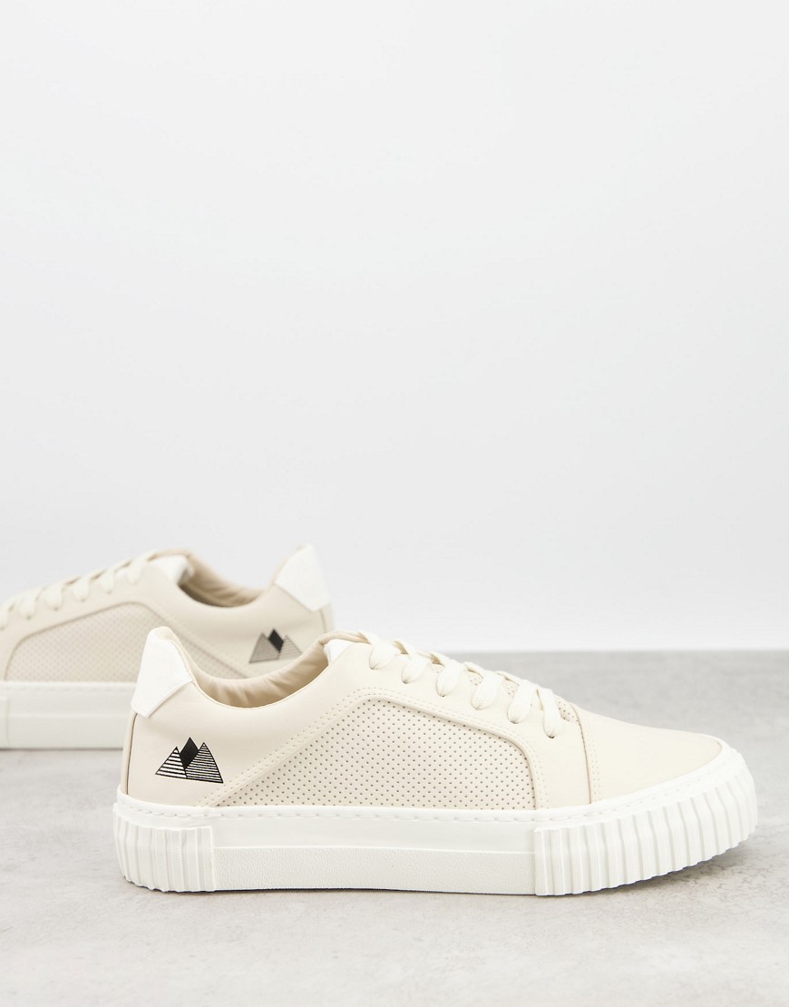 ASOS DESIGN lace up sneakers in stone made from responsible materials-Neutral