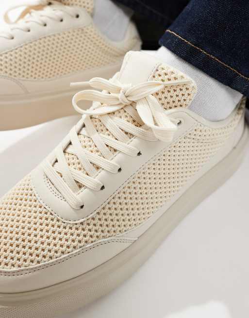 ASOS DESIGN lace up sneakers in stone mesh, 5 of 5