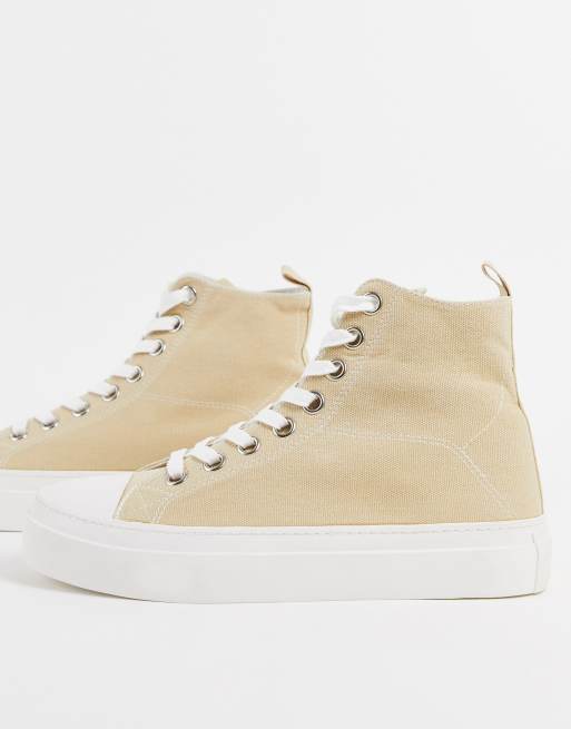 ASOS DESIGN lace up sneakers in stone