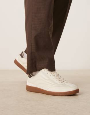 ASOS DESIGN lace up sneakers in stone