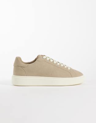 Asos Design Lace Up Sneakers In Neutral